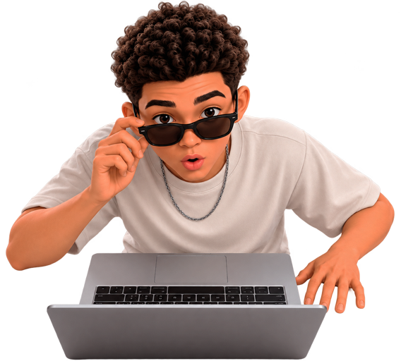 Lion Panel IPTV support character using a laptop